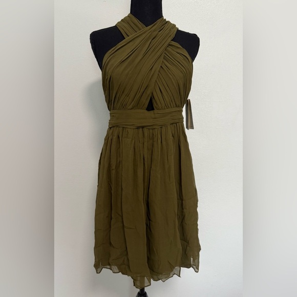 Alice + Olivia Martine Black Halter Neck Pleated Dress new Sz 8 - Picture 3 of 7